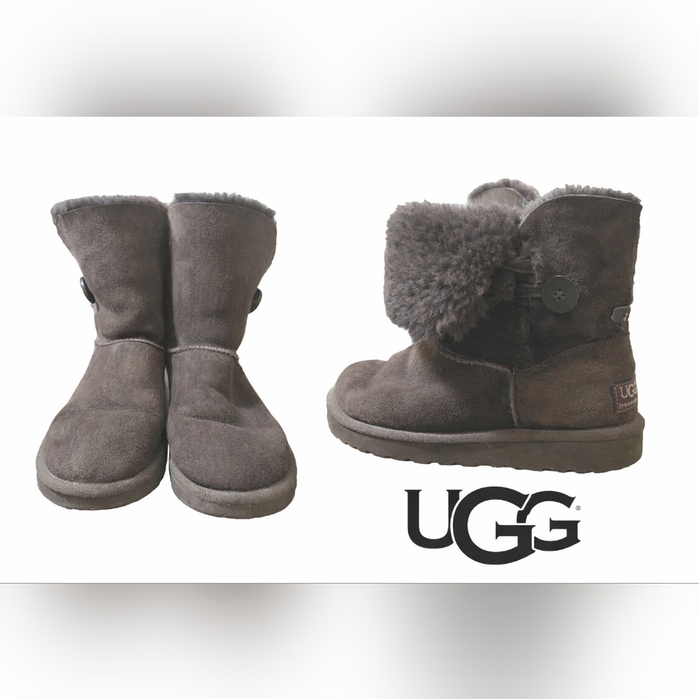UGG Australia Bailey Button Short Boots Women’s 7 Brown Shearling Suede